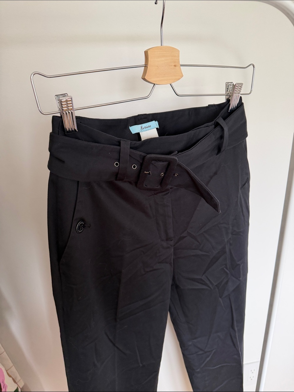 Vintage Marciano Black Wide-Leg Belted Trousers